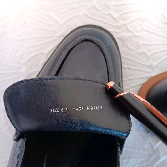 Dolce Vita Mali Black Patent Leather Heeled Loafer Mull Sz 6.5 Block Heel - Picture 12 of 14